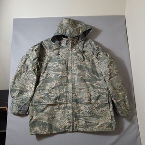 USAF APECS Parka Mens Large ABU Tiger Stripe Camo Waterproof Hooded Jacket